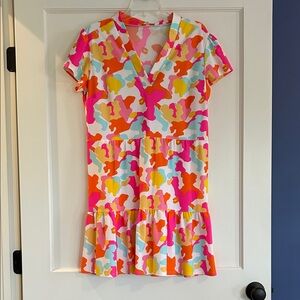 Jude Connally Multicolor Hot Pink Camo short sleeve Dress